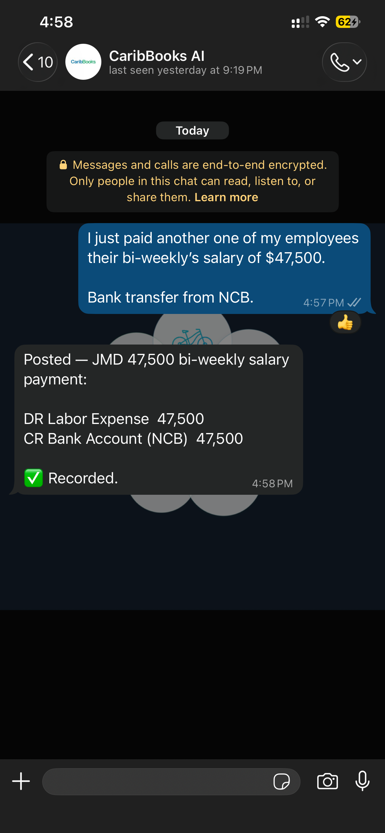 Instant salary journal entry